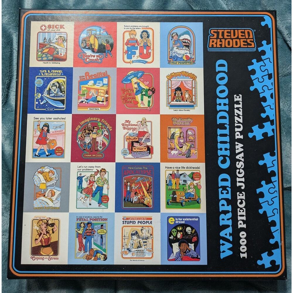 NEW Steven Rhodes "Warped Childhood" 1000 Piece Jigsaw Puzzle Funny Black Humor